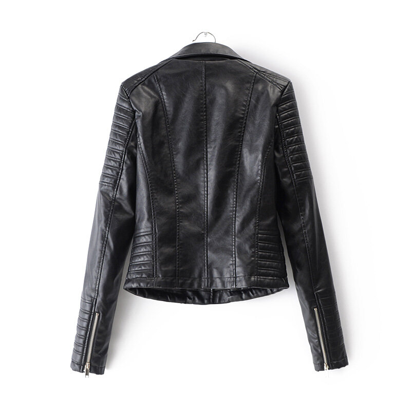 Модная женская осенне-зимняя мотоциклетная куртка из искусственной кожи, Женская мотоциклетная уличная одежда с длинным рукавом в стиле панк, черное пальто