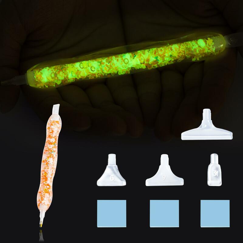 เครื่องมือวาดภาพเพชรเรซิน5D ปากกาสกปรกสีส้มปากกาลายจุดเรืองแสงในที่มืดปากกาลูมิอัสปากกาอุปกรณ์เสริมการวาดภาพเพชร