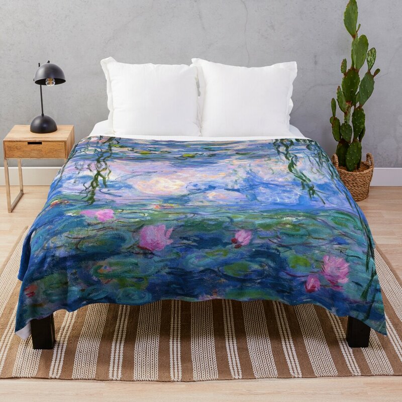 Water Lilies Monet Throw Blanket Hairy Blanket Flannel Fabric Soft Blanket wednesday