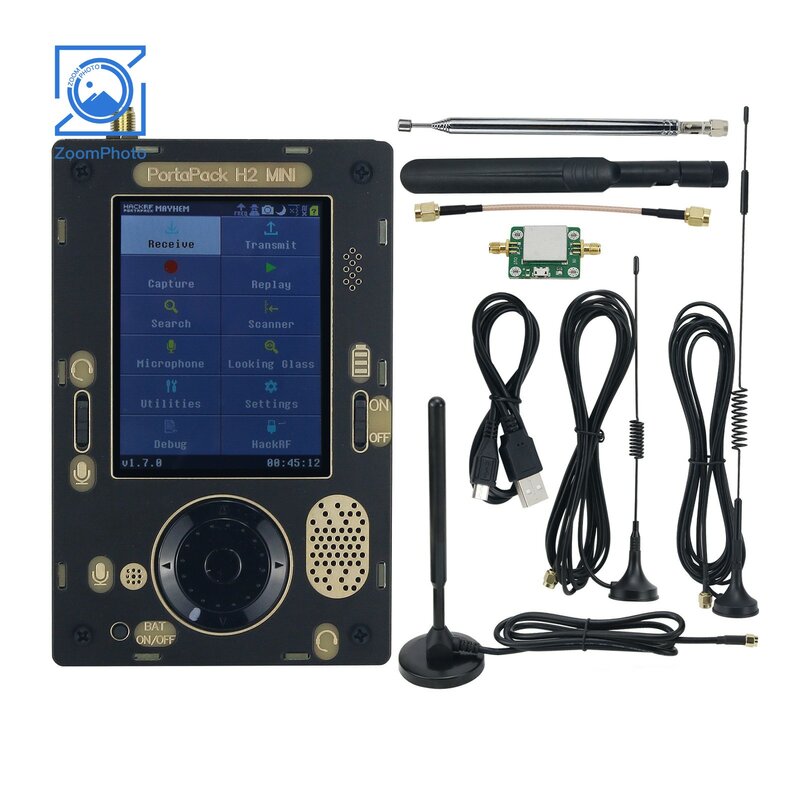 Portapack H2 Mini + HackRF One R9 V2.0.0 penerima Radio SDR dengan lima antena dan penguat sinyal