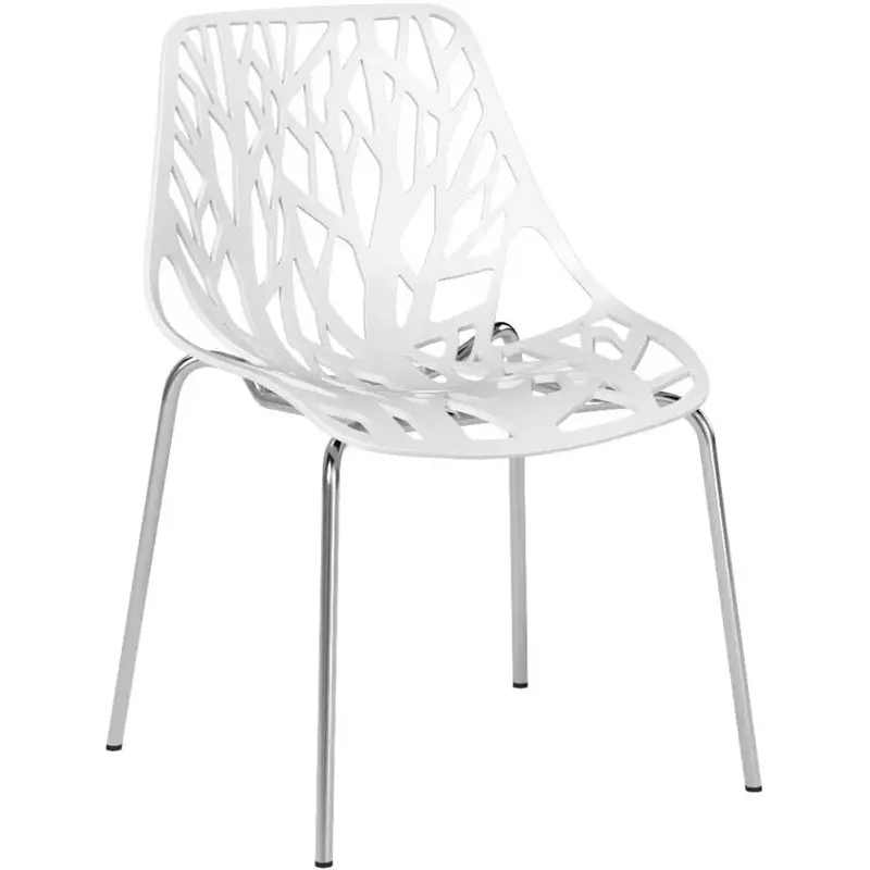 Set 6 kursi makan Modern dengan bantalan kaki plastik, kursi dapat ditumpuk gaya geometris furnitur kursi samping makan