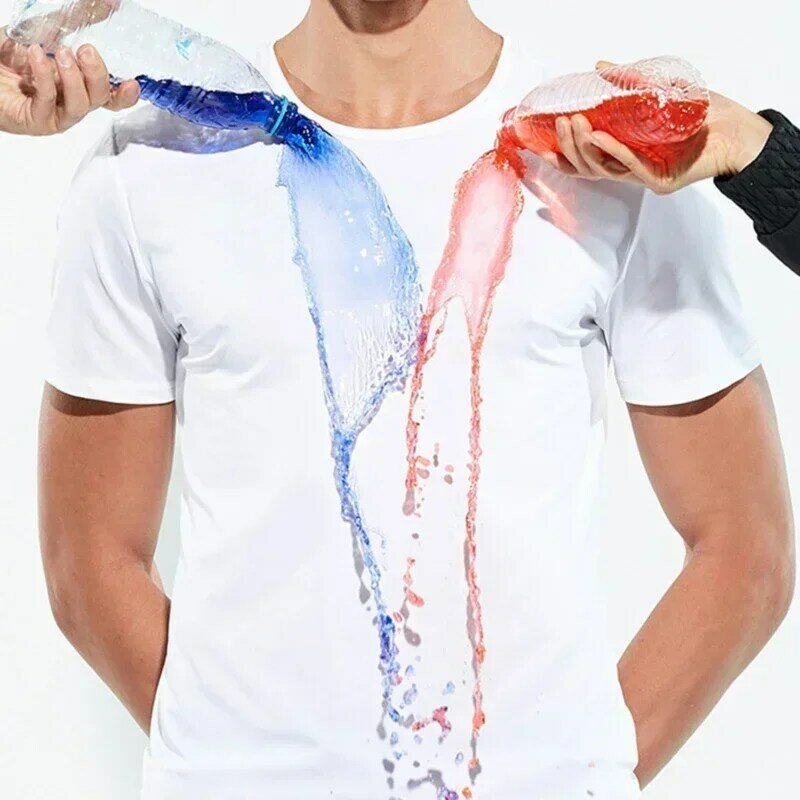 Креативная гидрофобная водостойкая однотонная мужская футболка B1882 с защитой от грязи, мягкий Быстросохнущий топ с коротким рукавом, дышащая одежда