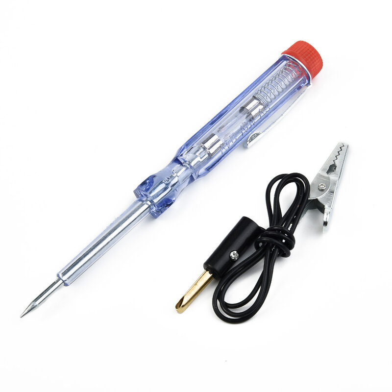 Testador de tensão com clipe jacaré, caneta de luz 6/12/24v com sonda longa, teste de circuito, prático