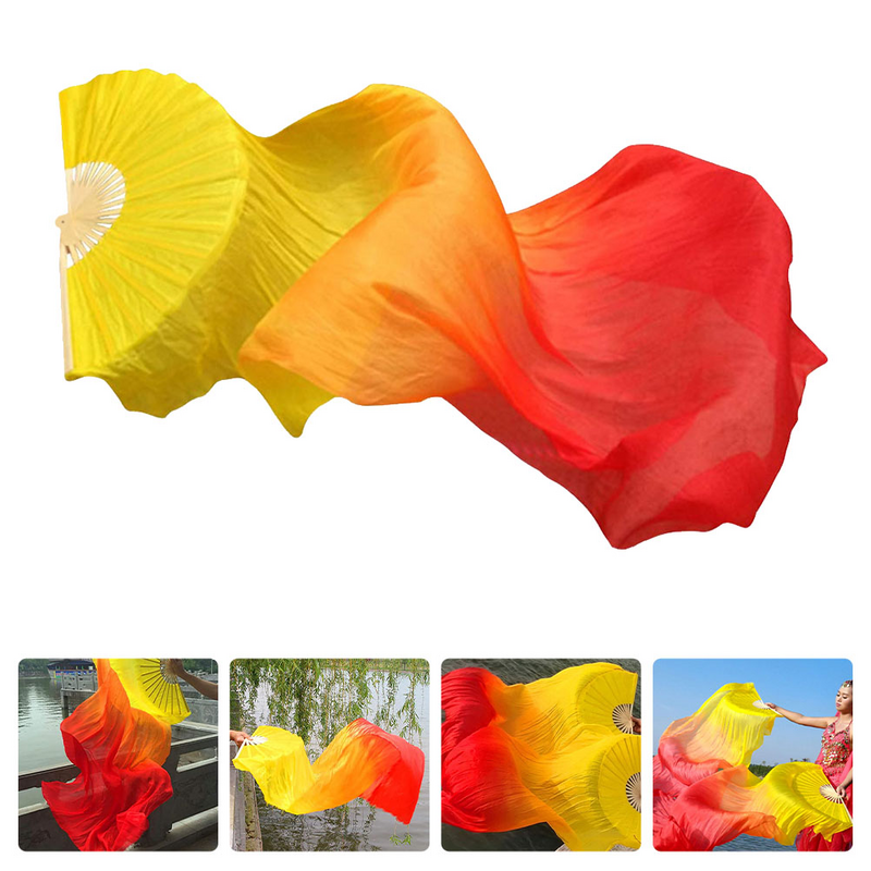Imitation Silk Dance Fanb Folding Worship Flag Stage Show for Morning Practice Foldable Colorful