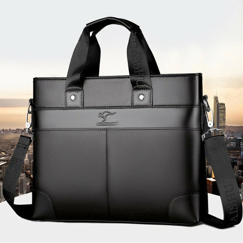 남성용 캐주얼 비즈니스 서류 가방, 대용량 숄더 메신저 백, 가죽 핸드백, 사무실 노트북 가방