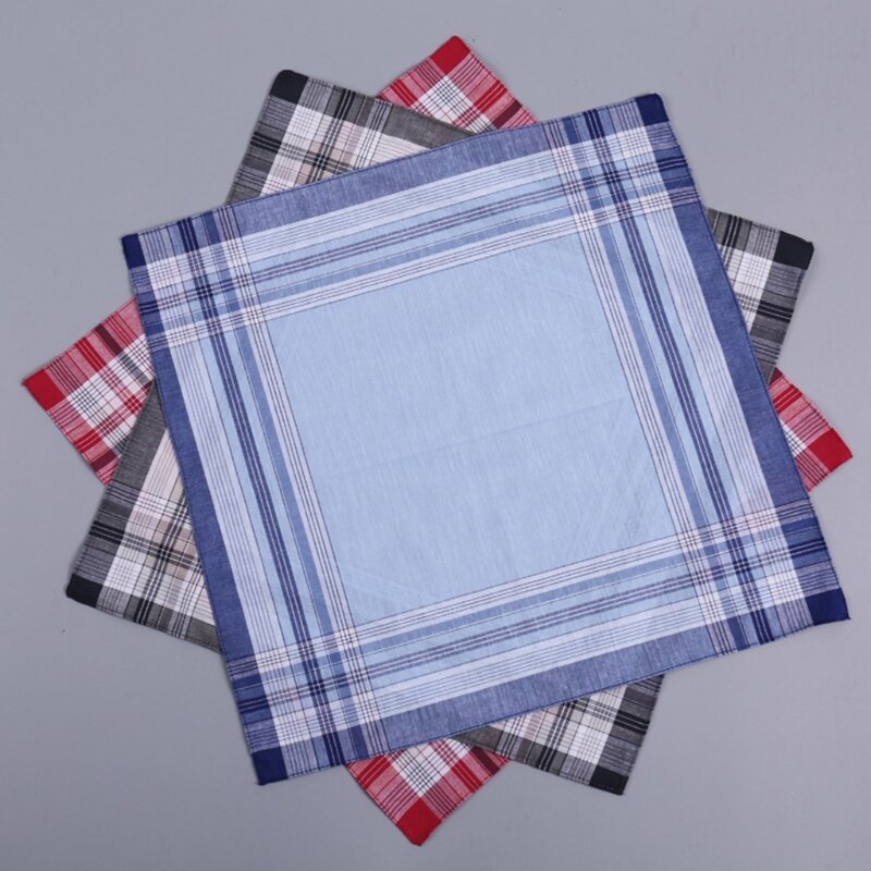 Gehäkeltes Baumwoll-Taschentuch, weiches quadratisches Handtuch, Kopftuch, für Männer und Erwachsene, schlichte Bandanas