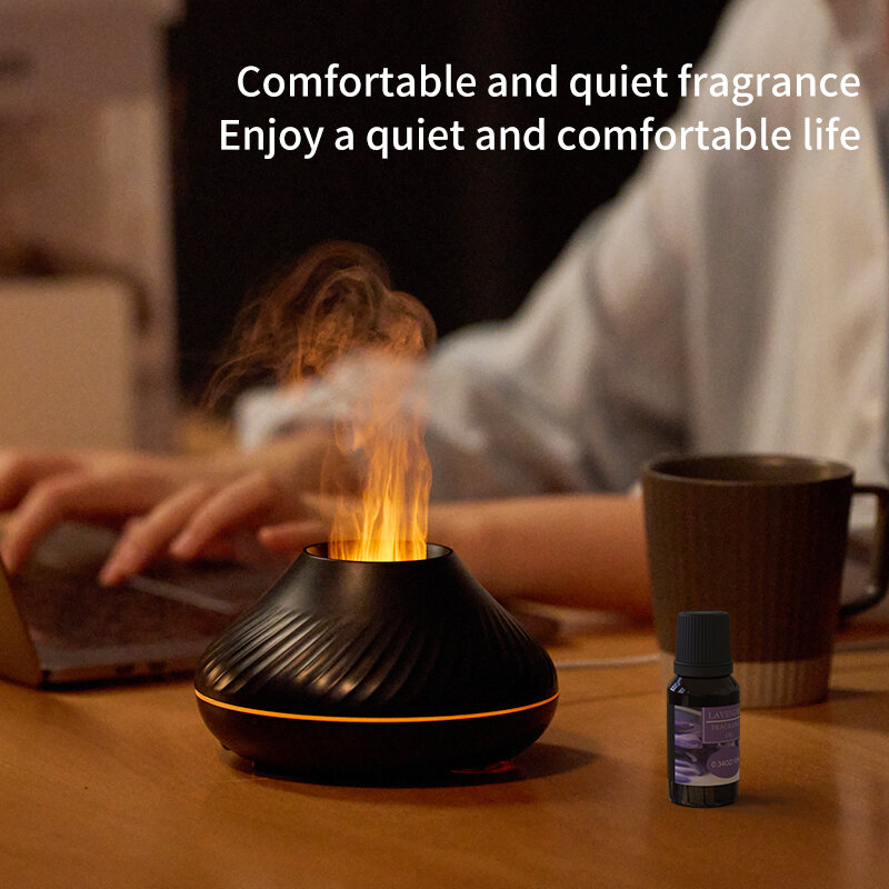 Difusor portátil do óleo essencial do aroma, névoa fresca, USB, conduzido, quarto, chama do fogo H2o, umidificador do ar, mini