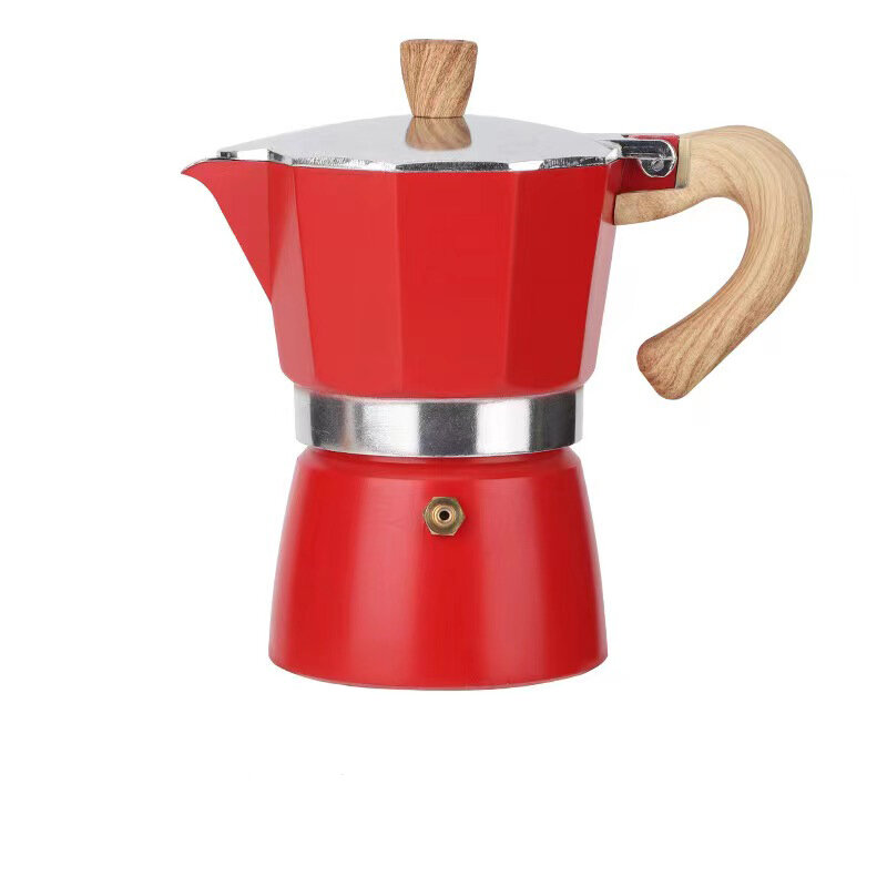 إبريق قهوة موكا حثي كلاسيكي من الألومنيوم ، آلة صنع قهوة إسبريسو على سطح الموقد ، مقبض لمسة ناعمة ، 6 أكواب