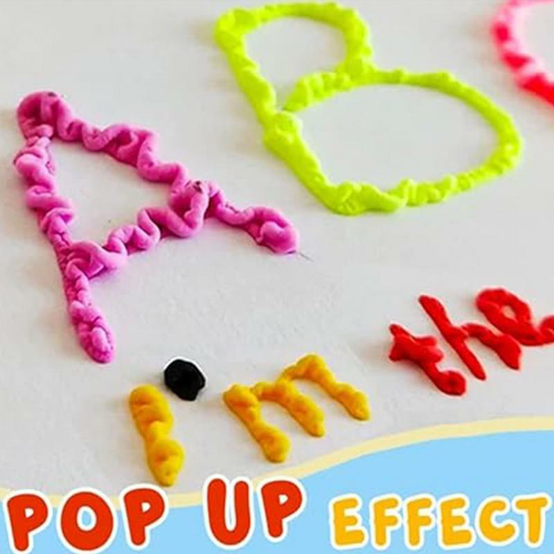 3D Magic Popcorn Pens Puffy Paint Bubble Pen For Greeting Birthday Cards Kids Children 3D Art Pens Kids Gifts School Stationery