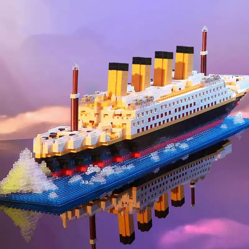 الإبداعية تايتانك سفينة كروز اللبنات ، قارب جبل الجليد الفاخرة ، مجموعة حطام المدينة ، لتقوم بها بنفسك نموذج الطوب لعب للأطفال والكبار ، هدية
