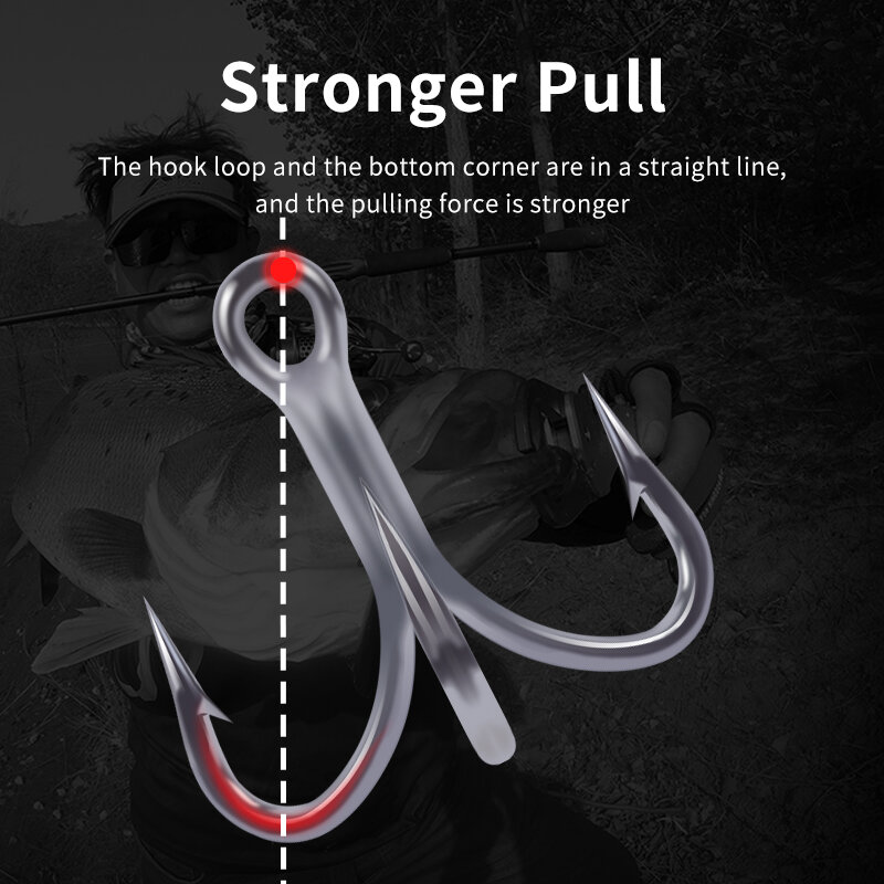 KINGDOM  3X Carbon Steel Strong Treble Hooks Fishing Tackle Hook High Strength Accessories Saltwater Anticorrision Fishing Hook