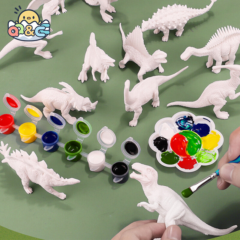 Diy pintado graffiti dinossauro brinquedo das crianças kit de pintura educação feito à mão colorir kit de pintura educacional brinquedos para crianças