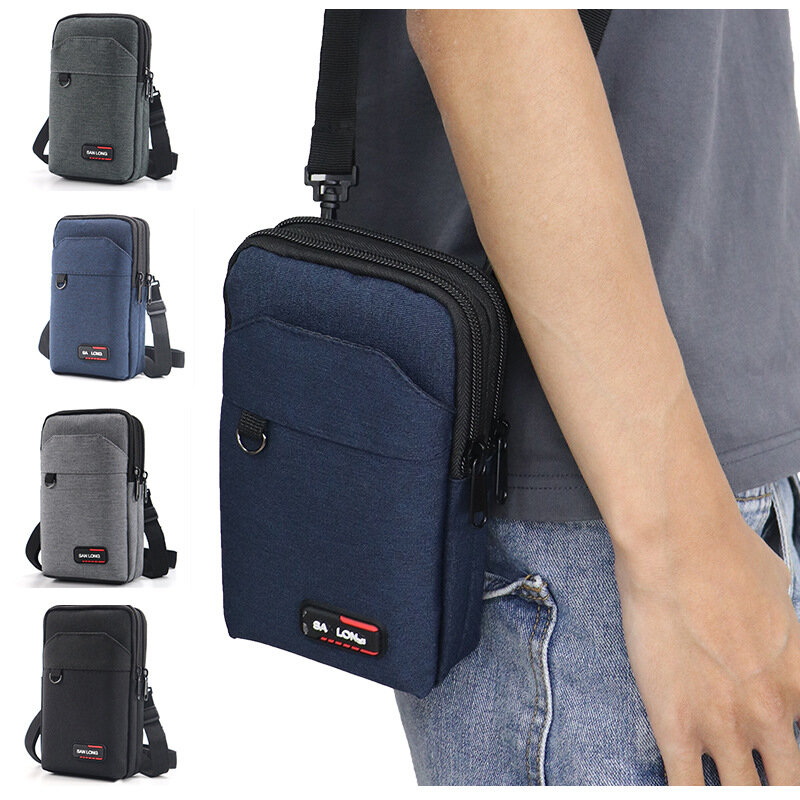 Geestock 남성용 방수 허리 가방, 패니 팩, 더블 레이어 휴대폰 파우치 가방, 야외 벨트 가방, 크로스 바디