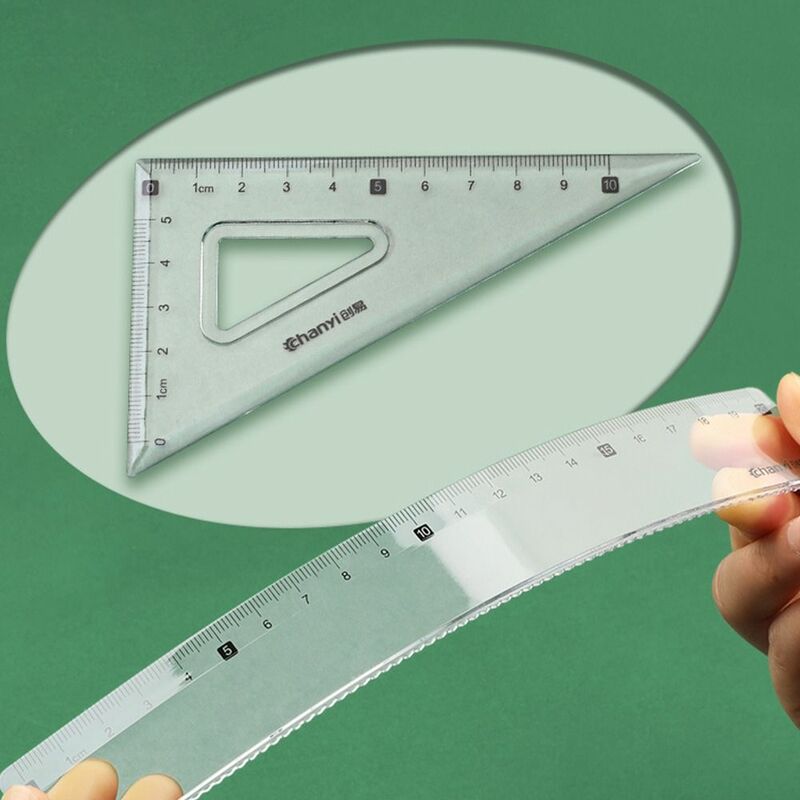 Multifunctional Straight Triangle Ruler Protractor Set INS Style 4 in 1 Drawing Ruler Transparent Drafting Ruler Student