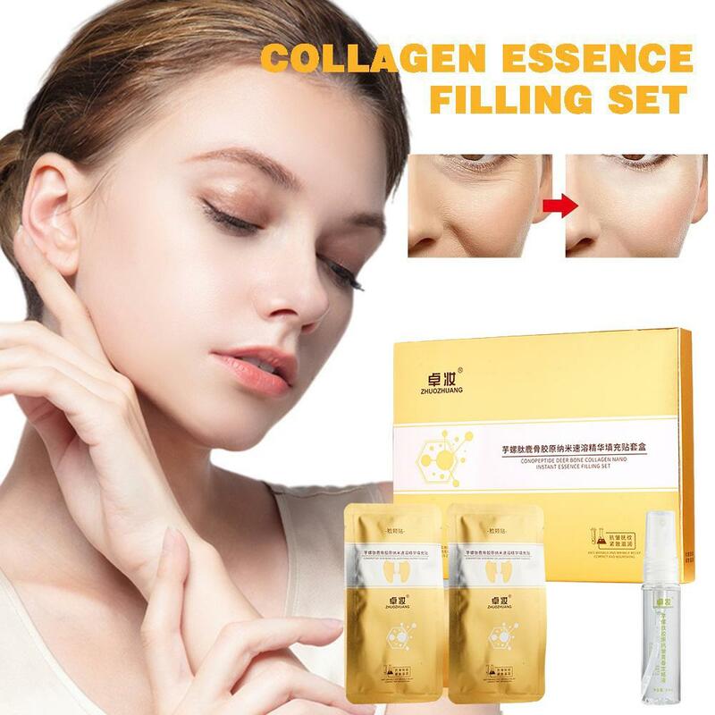 Collagen Essence Filling Set for Women Peptide Deer Bone Collagen Essence Kit Japanese Lifting Facial Serum Anti-Aging
