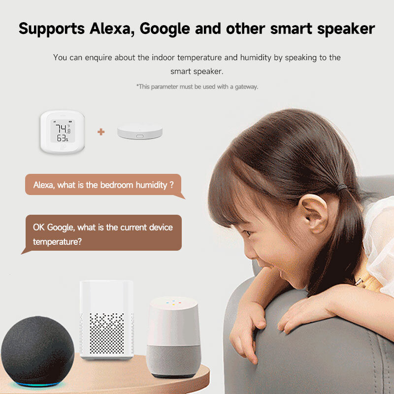 Tuya สมาร์ท wifi/zigbee เซ็นเซอร์ความชื้นและอุณหภูมิแอลซีดีเครื่องตรวจจับไร้สายเชื่อมโยงอัจฉริยะรองรับ Alexa Google Home