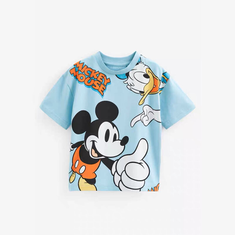 Disney-Camisa básica infantil gola redonda, tops de manga curta, fantasia de bebê menino, esporte casual, moda verão, 1 ano, 2 anos, 3 anos, 4 anos