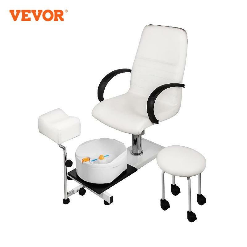 VEVOR Unit pedikur Spa, peralatan Salon mengangkat hidrolik dapat disesuaikan dengan pijat gelembung mudah dibersihkan putih/hitam