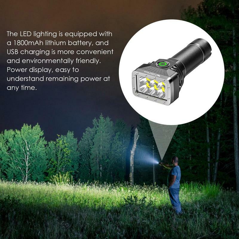 Lanterna LED de alta potência, Tocha recarregável, Zoom mão para acampar, caminhadas, ao ar livre, casa, uso de emergência
