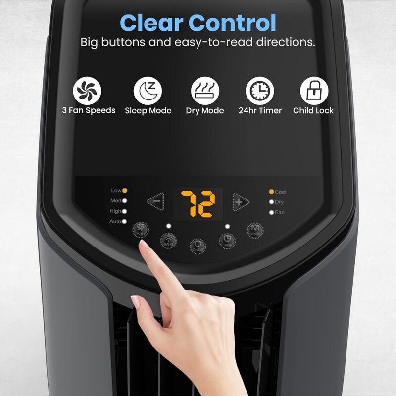 Ar Condicionado Portátil com Desumidificador, Unidade AC, Controle Inteligente WiFi, Unidade AC, Ventilador, 10,200BTU, 6,200 BTU