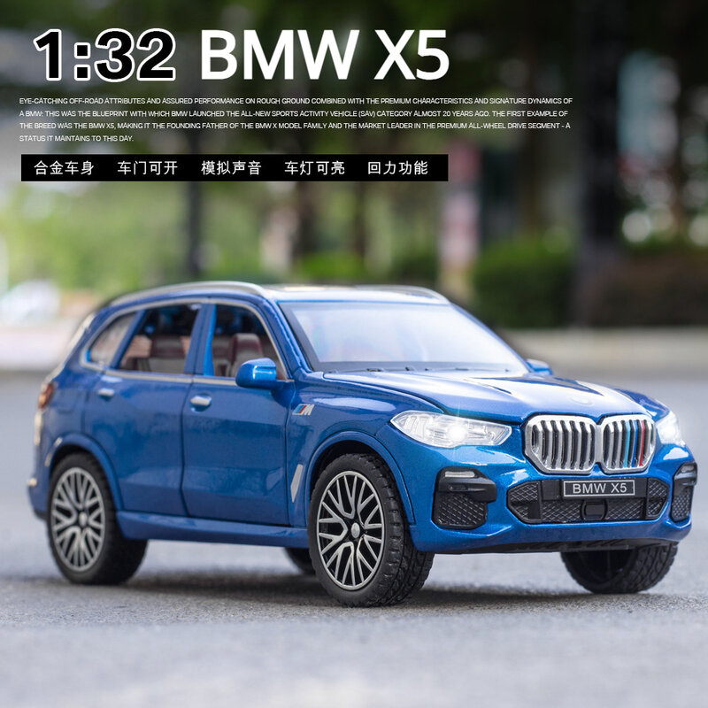 1:32 BMW X5 SUV Alloy Car Model Diecasts & Toy Vehicles Metal Toy Car Model Simulation Sound and Light Collection Gift