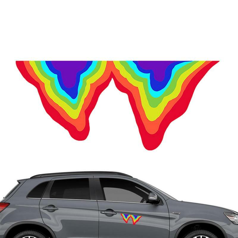 Stiker dekorasi mobil reflektif pelangi stiker Bumper tangki bahan bakar bodi jendela kaca kaca depan skuter sepeda motor