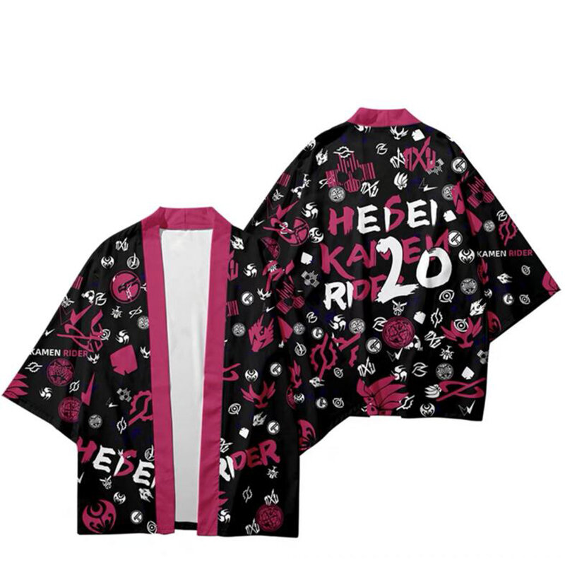 Heisei Rider Kamen Rider 20, mejor camisa 3d Kimono, disfraz de Cosplay Popular de Anime, Tops de manga de siete puntos, chaqueta cárdigan