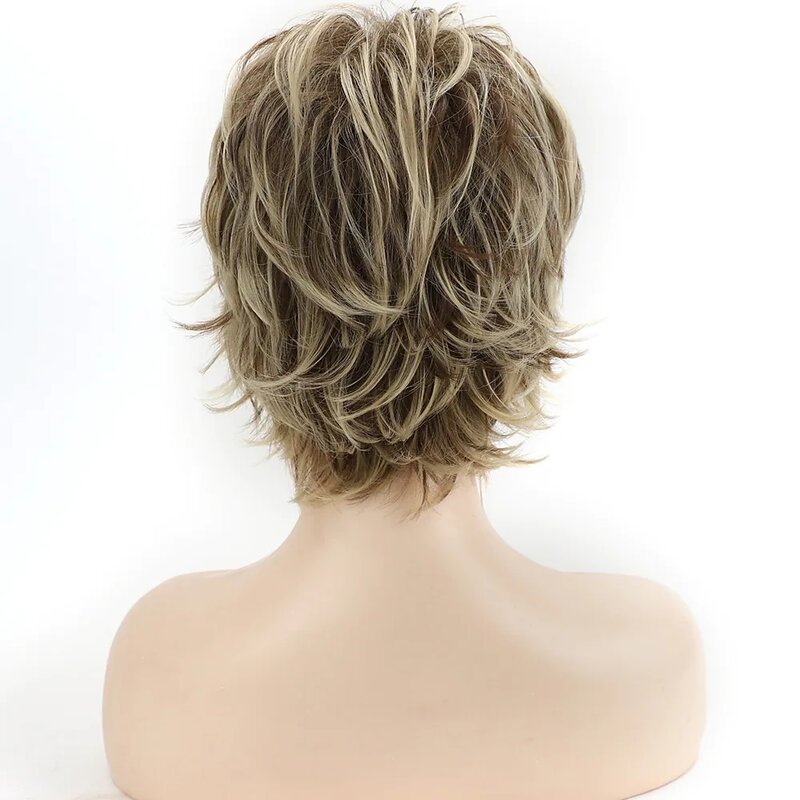 女性のための短い合成かつら,短い髪,フリンジ付きのヘアピース