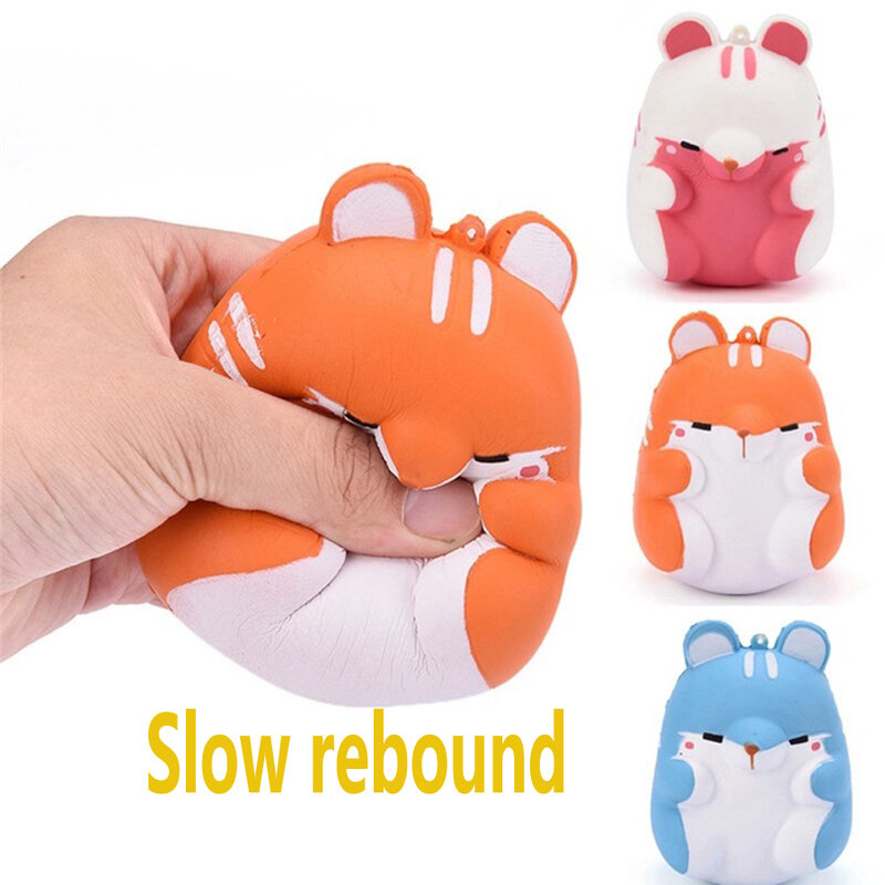 Cute Kawaii Slow Rising Soft Squishy Hamster Squishies Cartoon Animal Squeeze Squish Toy for Relieves Stress Anxiety