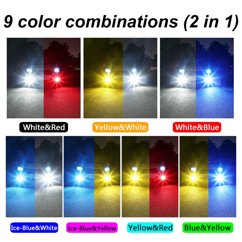 2x NEW Two Colors H11 H8 9006 HB4 HB3 H16 H10 PSX24W PSX26W P13W Car Fog Light Bulb Day Driving Running Light White Yellow Green