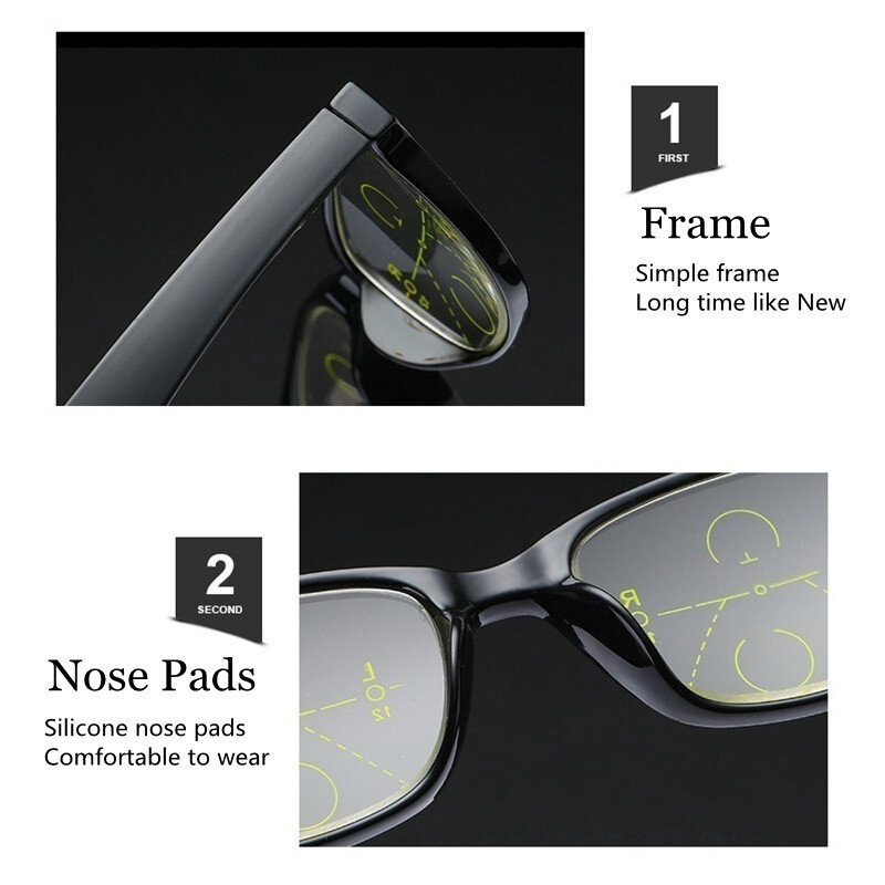 Классические виниловые интеллектуальные прогрессивные многофокальные очки для коммерческого чтения очки для чтения для пожилых людей аксессуары для чтения