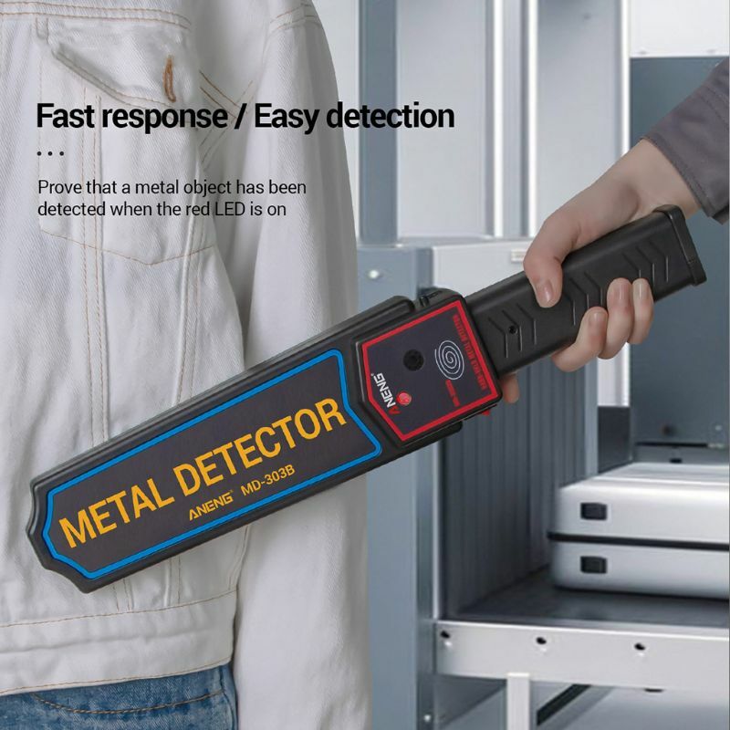 MD303B detektor logam pemindai keamanan, tongkat detektor logam genggam portabel kecil instrumen pemindai inspeksi profesional