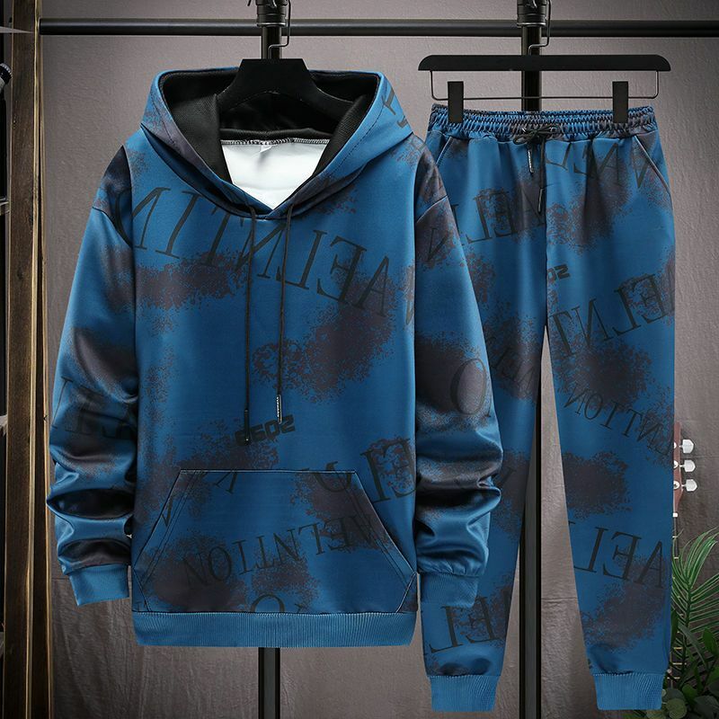 Spring and Autumn New Thin Hoodie Set a Full Set of Men's Camouflage Hooded Long Sleeve Jacket Trousers Men's Casual Sportswear