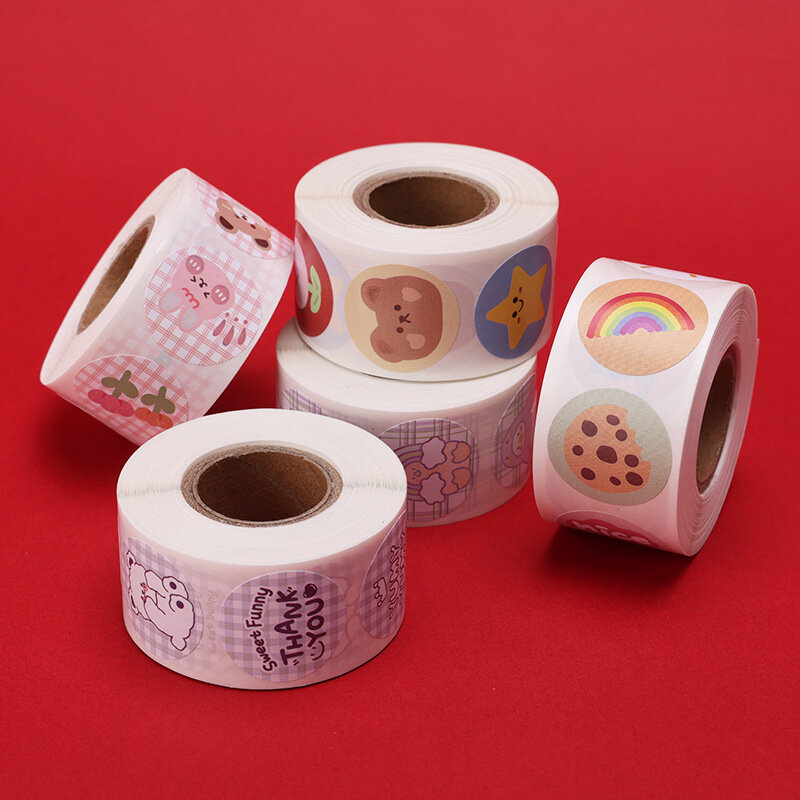 Étiquettes autocollantes rondes de dessin animé pour enfants, 500 pièces, cadeaux pour enfants, jouets de bricolage, papeterie autocollante de sceau décorative
