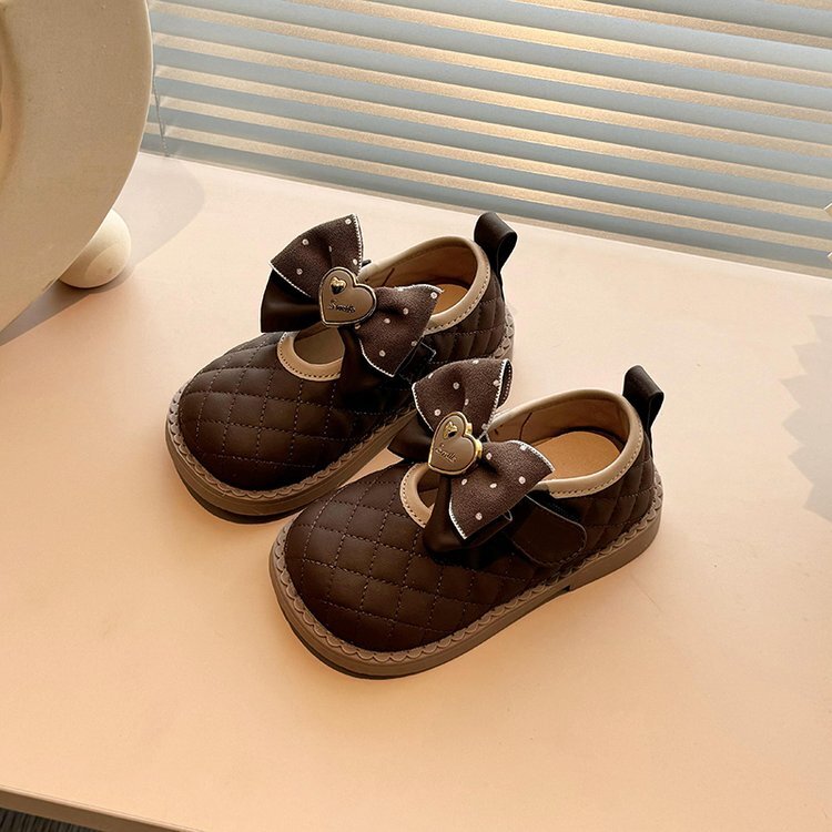 Sepatu kulit anak perempuan, sepatu datar serbaguna untuk pesta pernikahan putri anak-anak lembut musim semi musim gugur