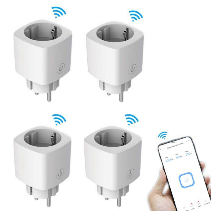 1/2/3PCS WiFi Smart EU UK Plug with Socket,Remote Control by Alexa Yandex Alice,Power Consumption Wattmeter Meter