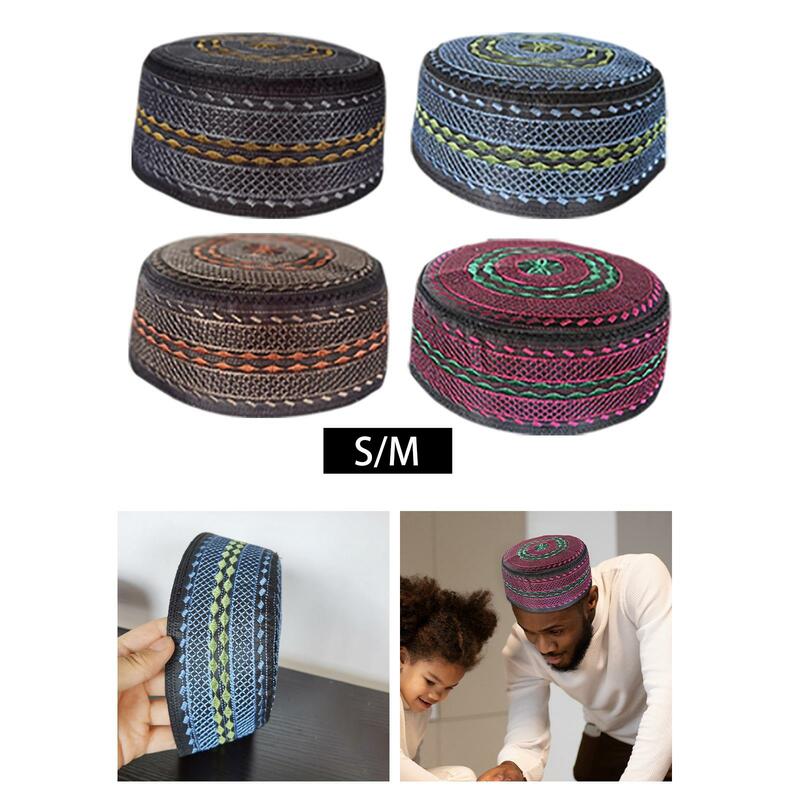 Men Muslim Kufi Hat Islamic Religious Summer Breathable Embroidered Topi