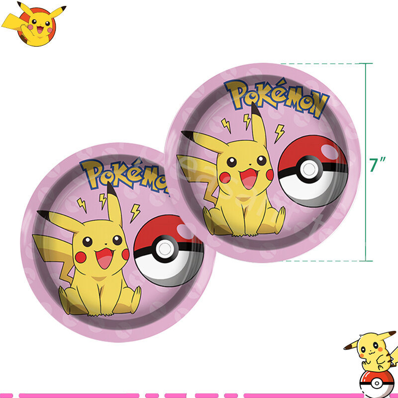 Pink Pikachu Pokemon decorazione di compleanno palloncini bomboniere adesivi tovaglia tazze piatti Baby Shower forniture per ragazza Kid