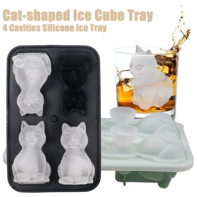 고양이 실리콘 아이스 큐브 트레이, 간편한 릴리스 냉장고, 여름 칵테일 위스키, 3D 새끼 고양이 아이스 메이커, 몰드 주방 용품