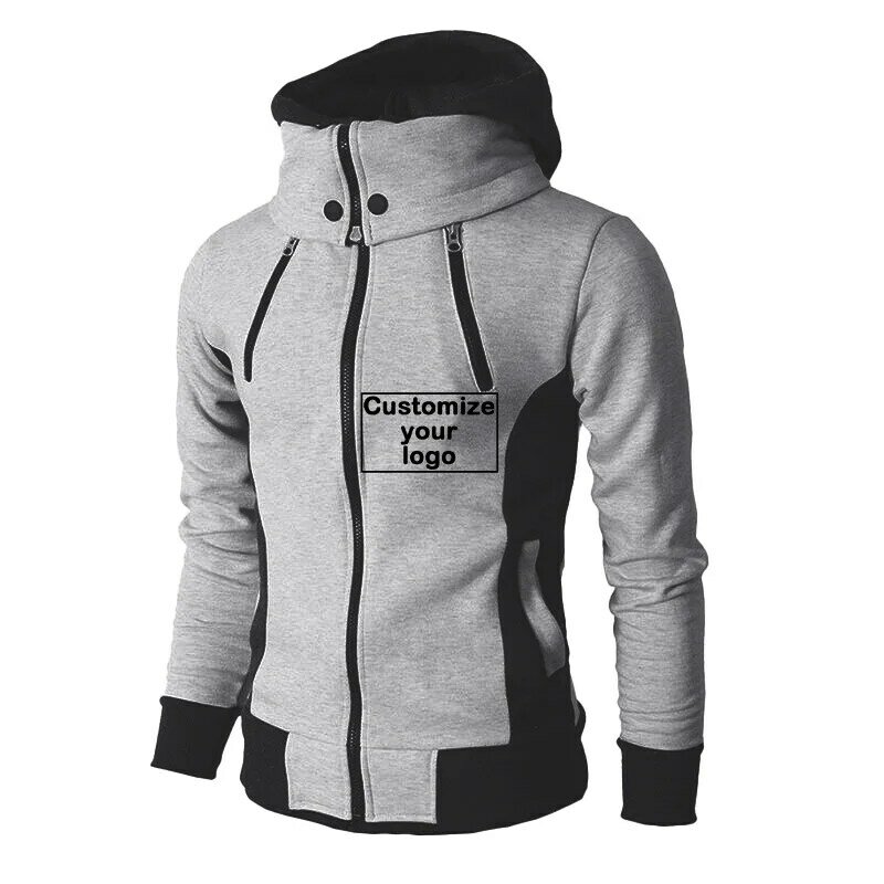 Spring and Autumn Men's Sports Coat Leisure Customization I Your Logo Hoodie Zipper Cardigan Coat Fashion Men's Zipper Jacket