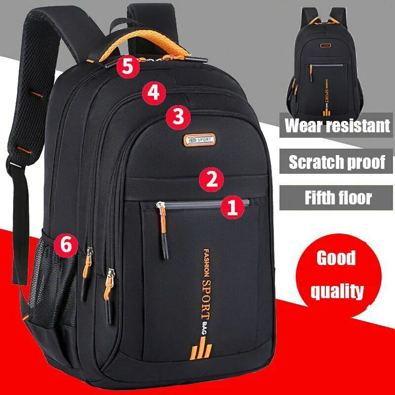 Backpack Men's Women's Oxford Cloth Backpack High Capacity Junior High School Student Schoolbag Men's Travel Backpack