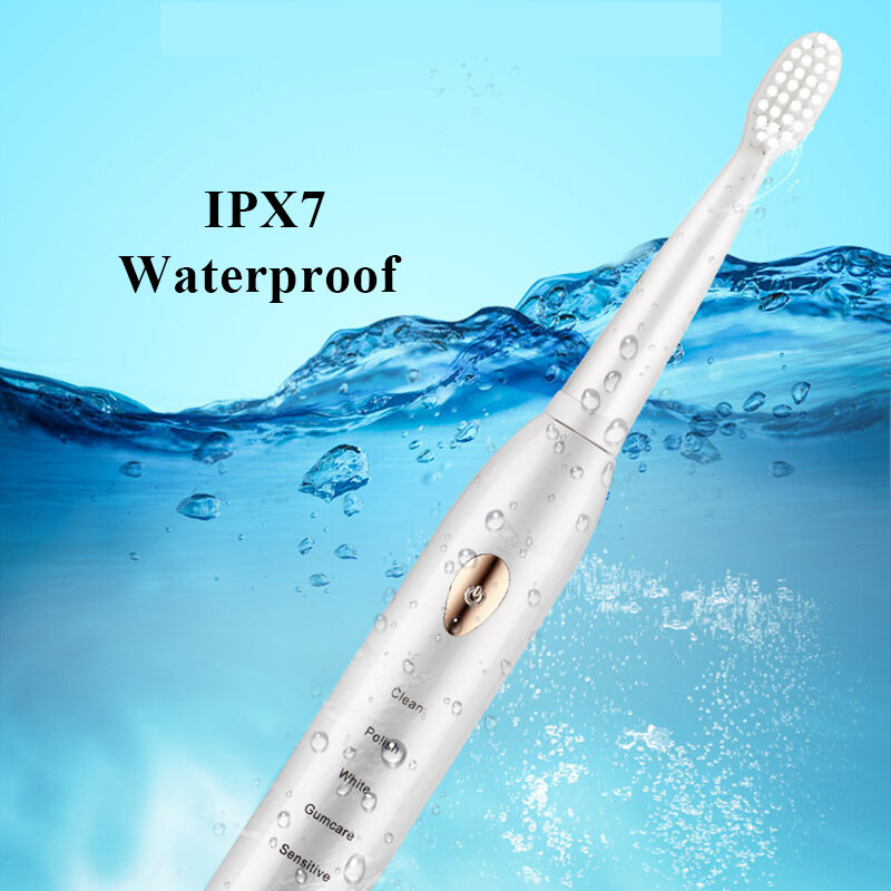 J209-cepillo de dientes eléctrico ultrasónico para hombre y mujer, dispositivo de limpieza dental automático, resistente al agua IPX7