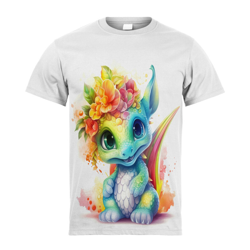 Camisetas con estampado de dragón para niños, Tops de manga corta con cuello redondo, ropa de calle informal, verano, 2024