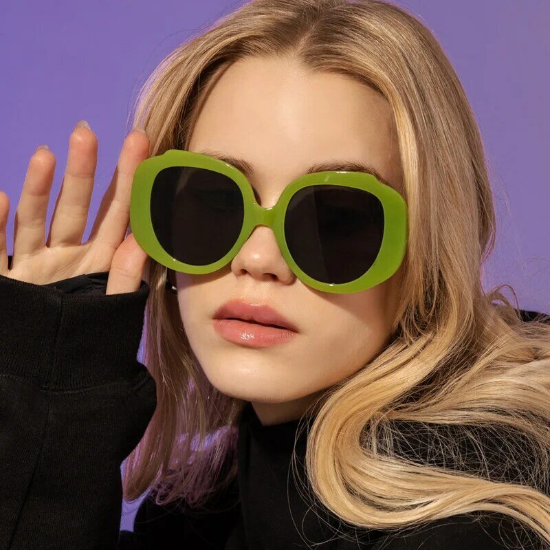 LONSY Neue Runde Rahmen Retro Sonnenbrille Frauen Vintage Sonnenbrille Für Weibliche Luxus Marke Brillen Dame Übergroßen Oculos De Sol