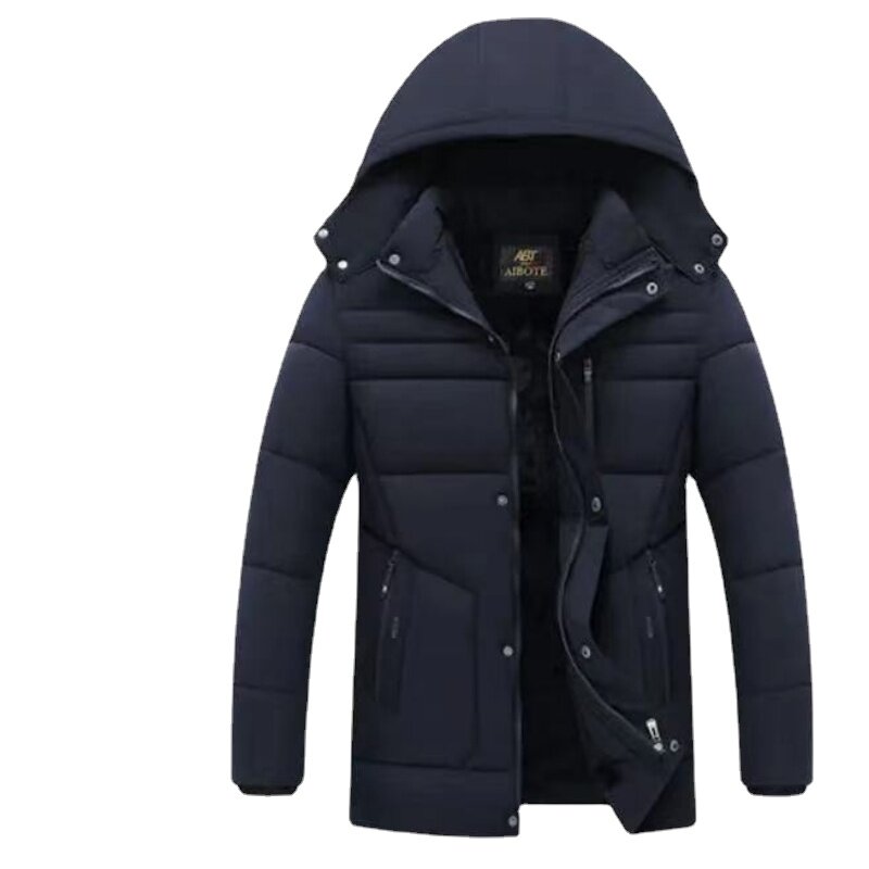 Зимняя мужская куртка, флисовые толстые теплые парки, водонепроницаемое пальто с капюшоном, ветрозащитная верхняя одежда, парка на молнии с карманами, пуховая куртка