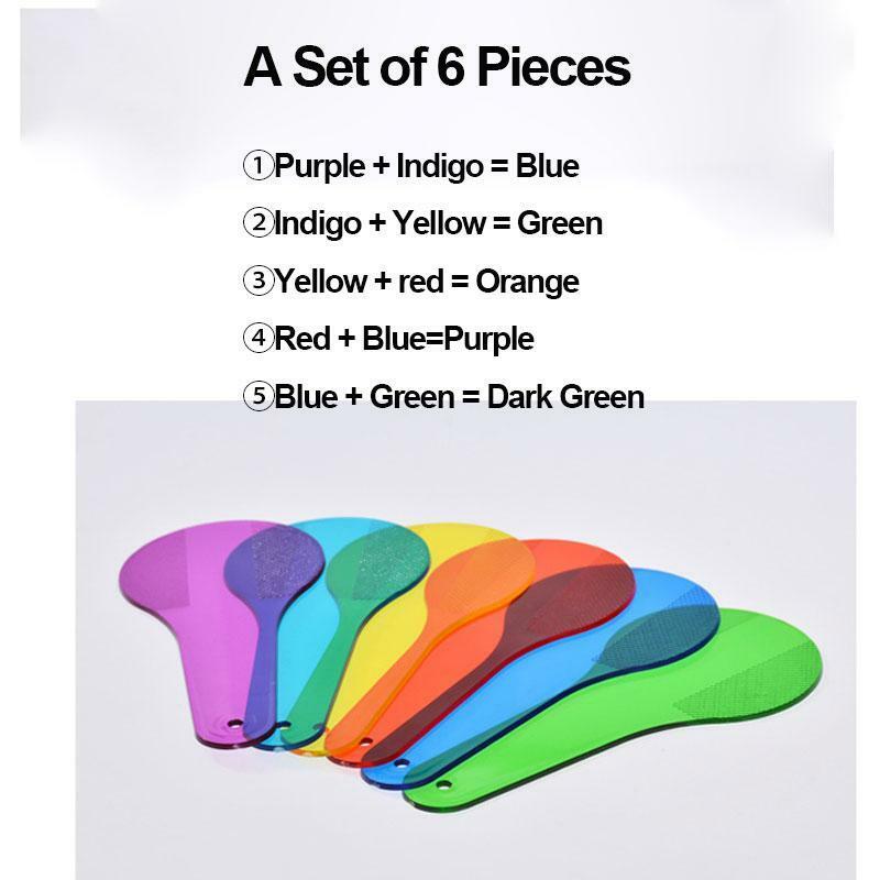 Цветные лопатки, цветные прозрачные цветные лопатки для детей, цветная светофильтровальная пластина для раннего развития науки и красоты