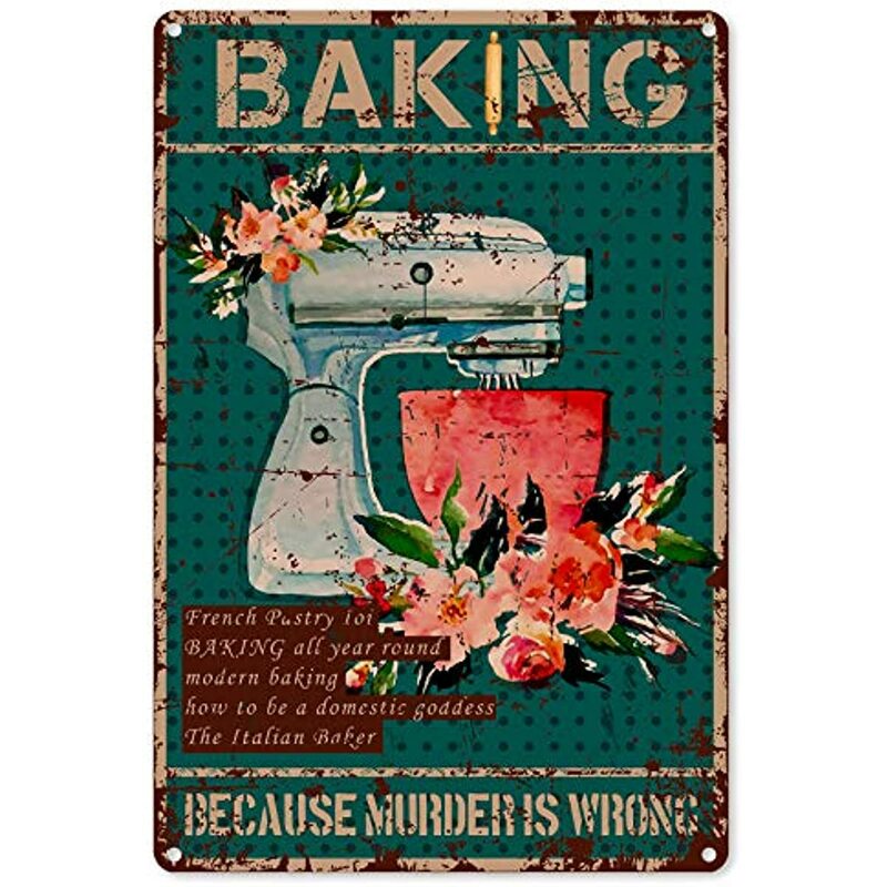 Baking Quotes Metal Tin Sign Wall Decor - Vintage Kitchen Baking Tin Sign for Home Wall Decor Gifts 8x12Inch