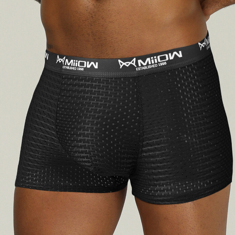 MiiOW Sexy Gay Men intimo Boxer Shorts Mesh traspirante Cucea mutandine maschili Lingerie moda ghiaccio seta mutande Boxer