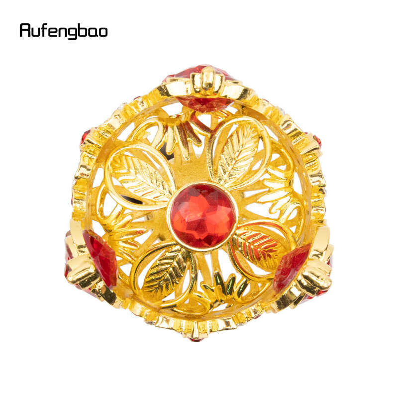Golden Red Crown berlian buatan tongkat berjalan, tongkat Cosplay dekorasi modis 95cm untuk pria