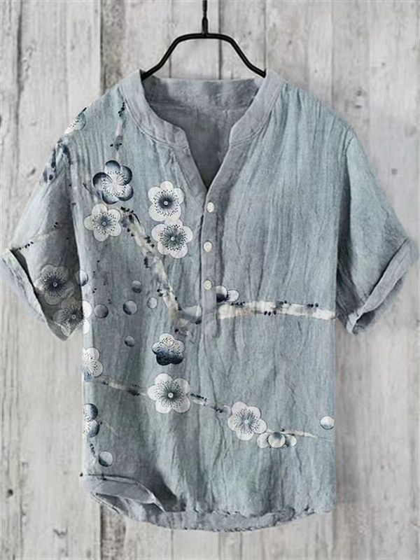 Tiki's New Men's Shirt Summer Trendy Casual Harajuku Japanese Retro Spring/Summer Short sleeved POLO Shirt Fashion Button
